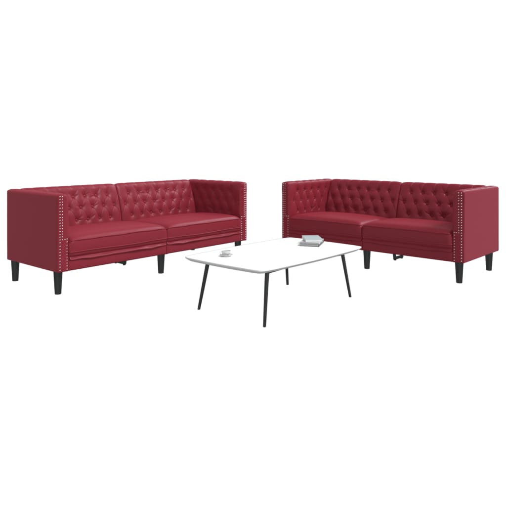 2-personers Chesterfield-sofastol kunstlder vinrd