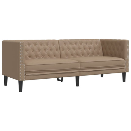 2-personers Chesterfield-sofastol kunstlæder cappuccinofarvet