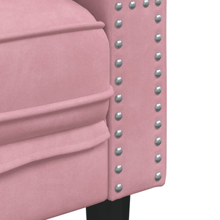 3-personers Chesterfield-sofasæt med puder fløjl pink