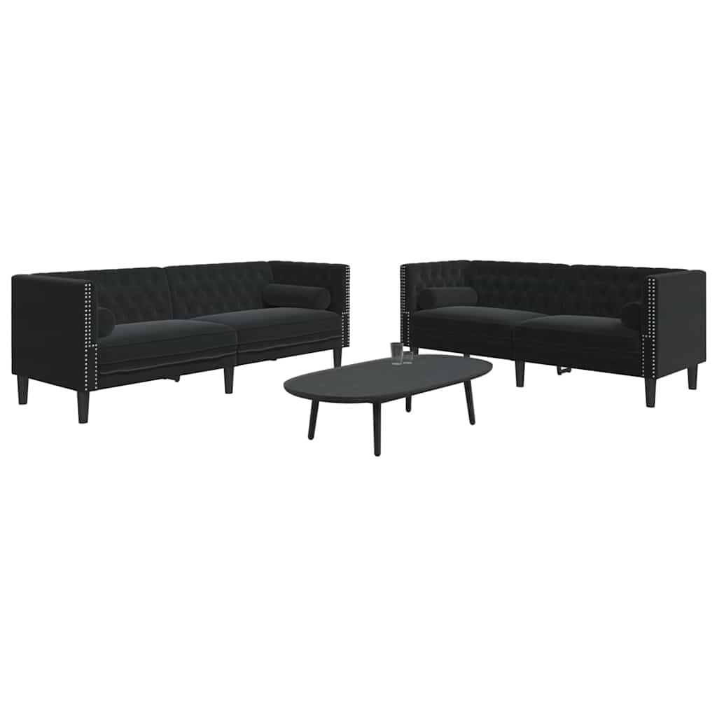 2-personers Chesterfield-sofast med puder fljl sort