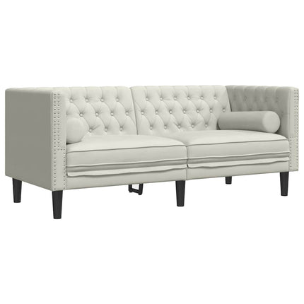 2-personers Chesterfield-sofasæt med puder fløjl cremefarvet