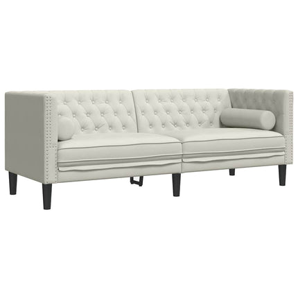 2-personers Chesterfield-sofasæt med puder fløjl cremefarvet