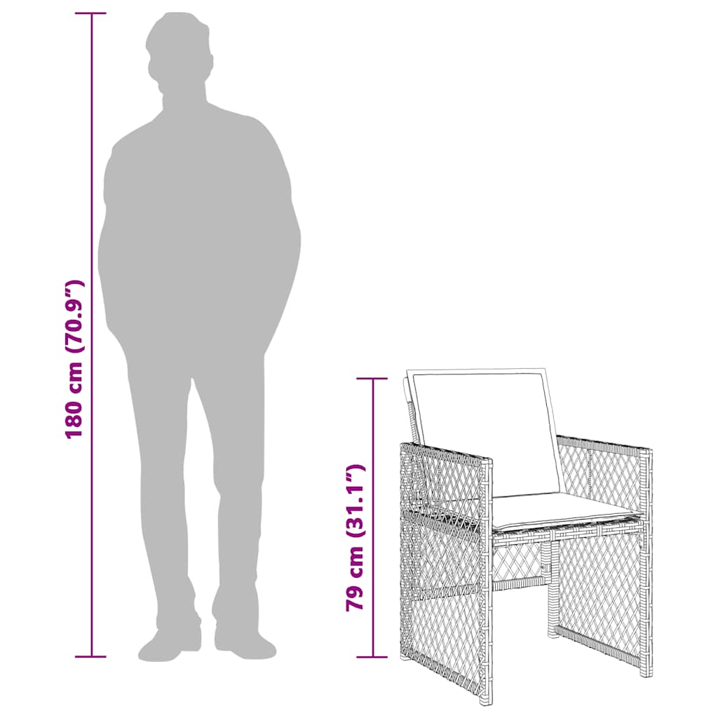 spisebordssæt til haven 5 dele med hynder polyrattan lysegrå