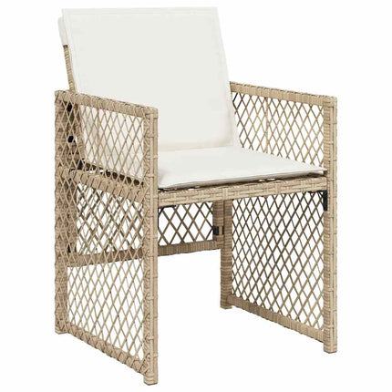 spisebordssæt til haven 7 dele med hynder polyrattan beige