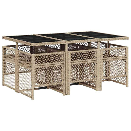spisebordssæt til haven 7 dele med hynder polyrattan beige