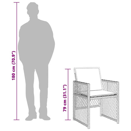 spisebordssæt til haven 9 dele med hynder polyrattan beige
