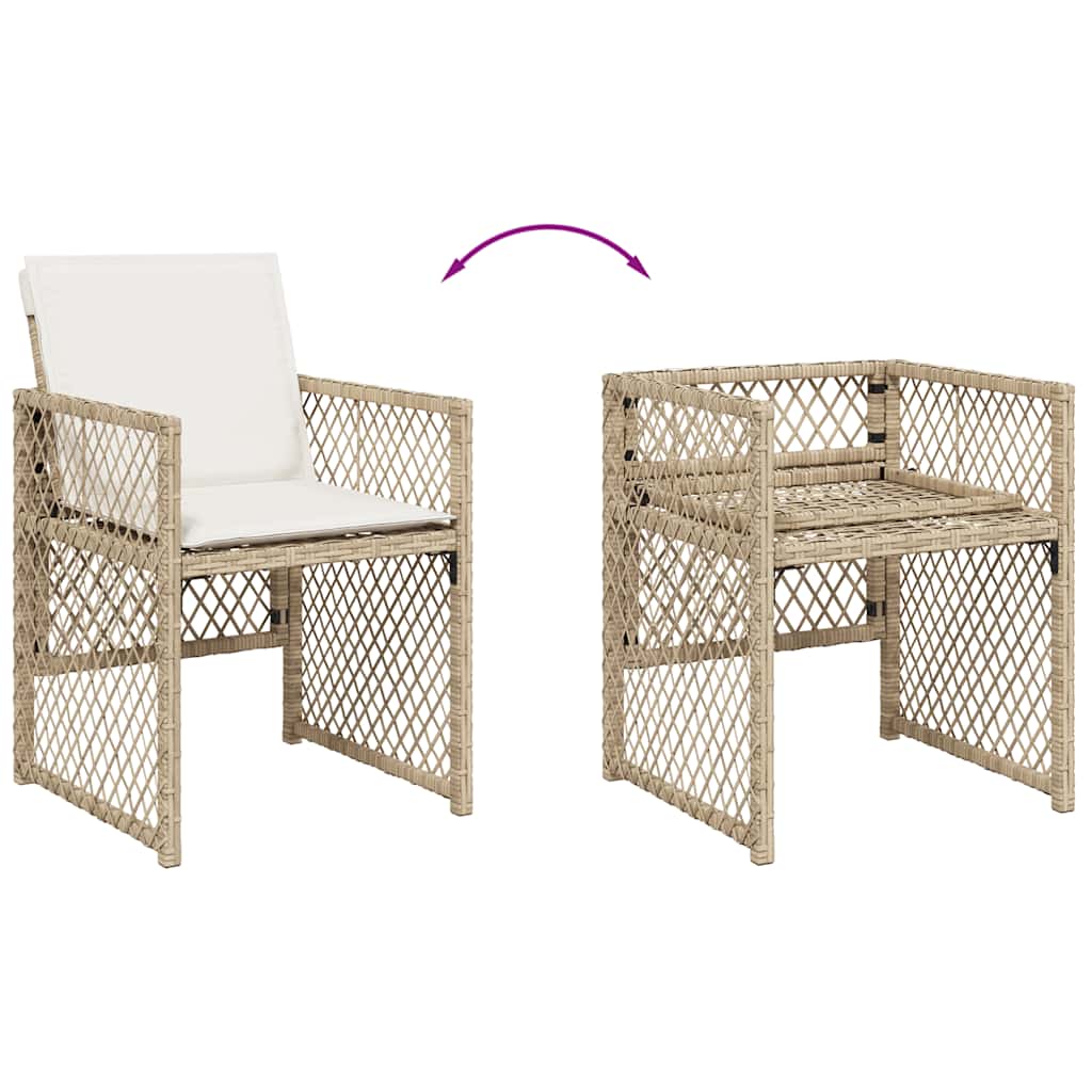 spisebordssæt til haven 13 dele med hynder polyrattan beige