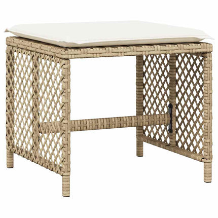 spisebordssæt til haven 11 dele med hynder polyrattan beige