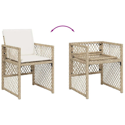 spisebordssæt til haven 15 dele med hynder polyrattan beige