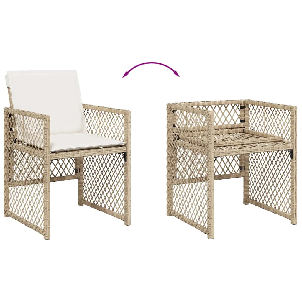 spisebordssæt til haven 15 dele med hynder polyrattan beige