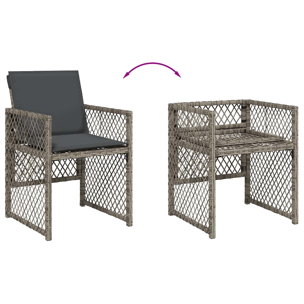 loungesæt til haven 11 dele med hynder polyrattan grå