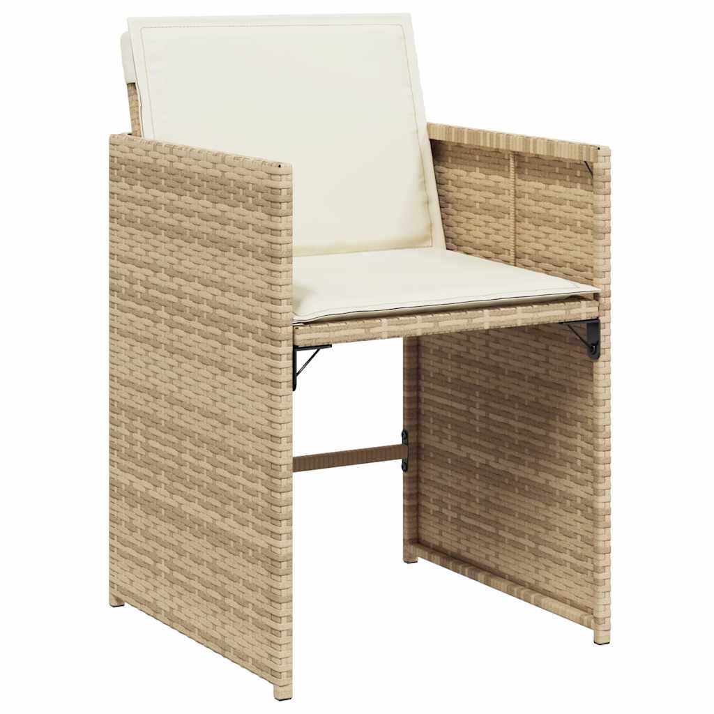 spisebordssæt til haven 5 dele med hynder polyrattan beige