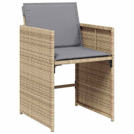 spisebordssæt til haven 7 dele med hynder polyrattan beige
