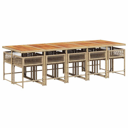 spisebordssæt til haven 11 dele med hynder polyrattan beige