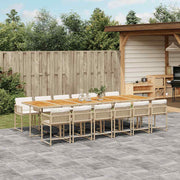 spisebordssæt til haven 13 dele med hynder polyrattan beige