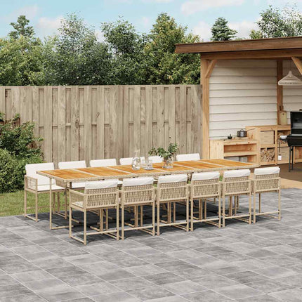 spisebordssæt til haven 13 dele med hynder polyrattan beige