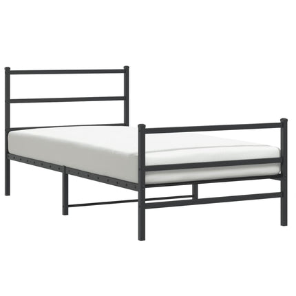 sengeramme med sengegavl og fodgærde 107x203 cm metal sort