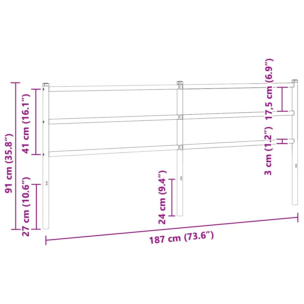 udskiftningsgavl 180 cm metal sort
