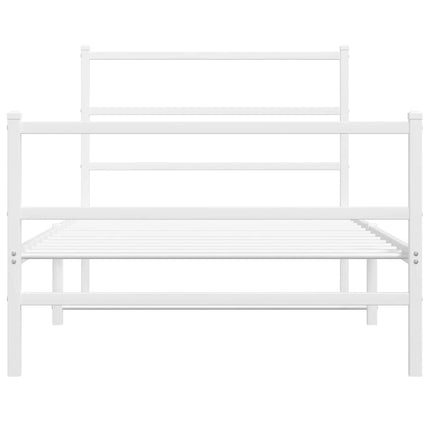 sengeramme med sengegavl og fodgærde 100x200 cm metal hvid