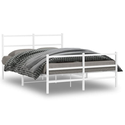 sengeramme med sengegavl og fodgærde 135x190 cm metal hvid