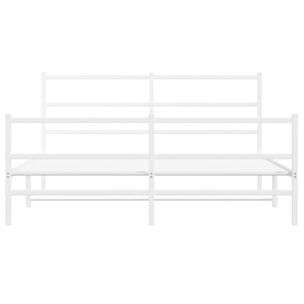 sengeramme med sengegavl og fodgærde 150x200 cm metal hvid