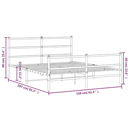 sengeramme med sengegavl og fodgærde 150x200 cm metal hvid
