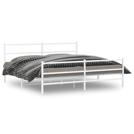 sengeramme med sengegavl og fodgærde 183x213 cm metal hvid