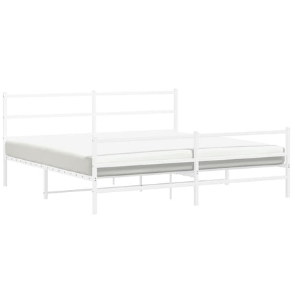 sengeramme med sengegavl og fodgærde 183x213 cm metal hvid