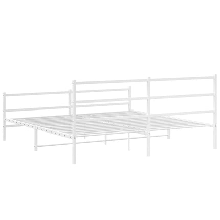 sengeramme med sengegavl og fodgærde 183x213 cm metal hvid