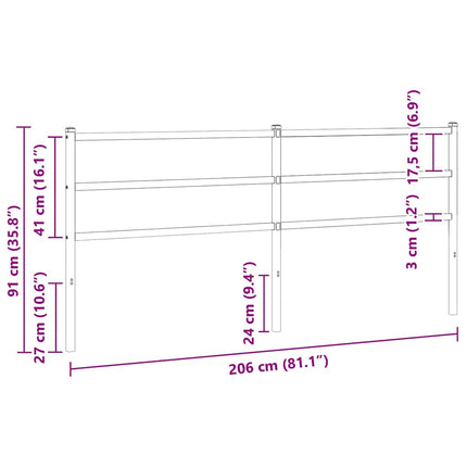udskiftningsgavl 200 cm metal hvid