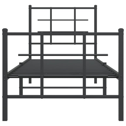 sengeramme med sengegavl og fodgærde 75x190 cm metal sort