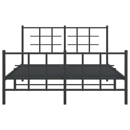 sengeramme med sengegavl og fodgærde 140x190 cm metal sort