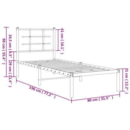 sengeramme uden madras med hovedgærde 75x190 cm hvid