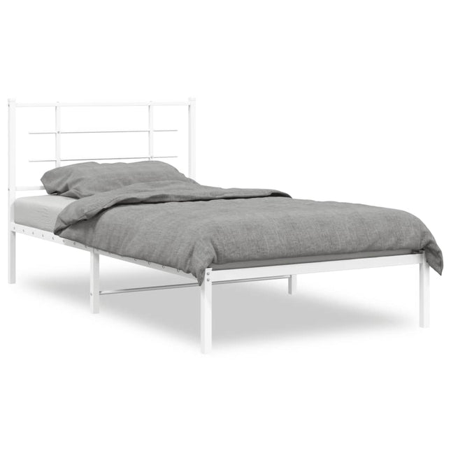 sengeramme med sengegavl 100x190 cm metal hvid