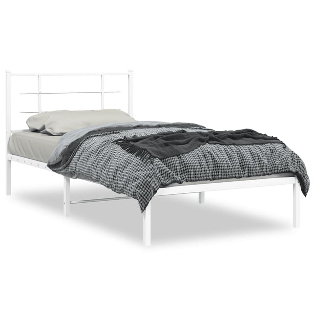 sengeramme med sengegavl 100x200 cm metal hvid