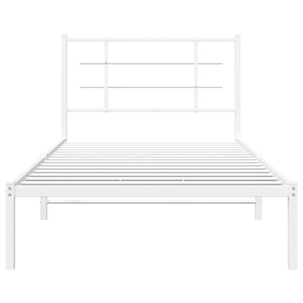 sengeramme med sengegavl 100x200 cm metal hvid