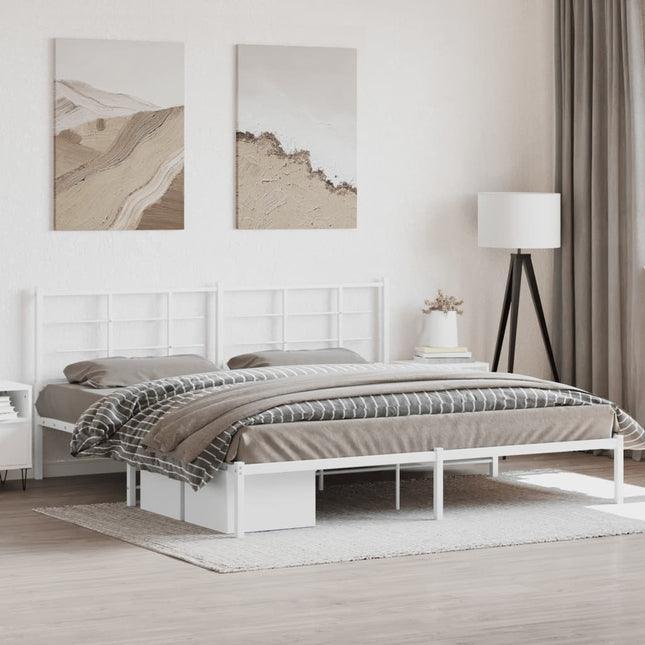 sengeramme med sengegavl 193x203 cm metal hvid