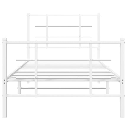 sengeramme med sengegavl og fodgærde 90x190 cm metal hvid
