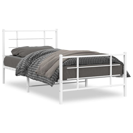 sengeramme med sengegavl og fodgærde 100x200 cm metal hvid
