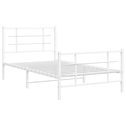 sengeramme med sengegavl og fodgærde 100x200 cm metal hvid