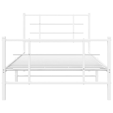 sengeramme med sengegavl og fodgærde 100x200 cm metal hvid
