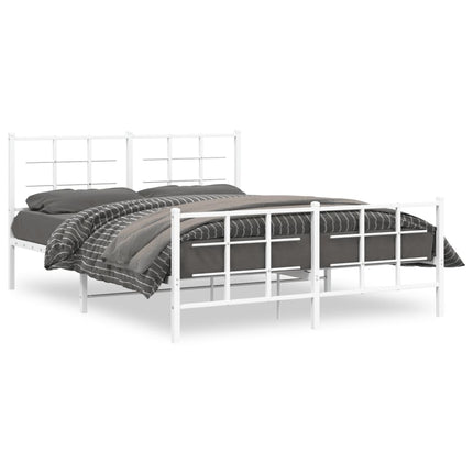 sengeramme med sengegavl og fodgærde 150x200 cm metal hvid