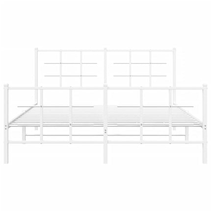sengeramme med sengegavl og fodgærde 150x200 cm metal hvid