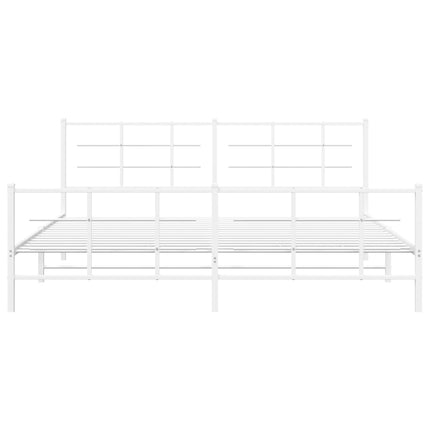 sengeramme med sengegavl og fodgærde 193x203 cm metal hvid