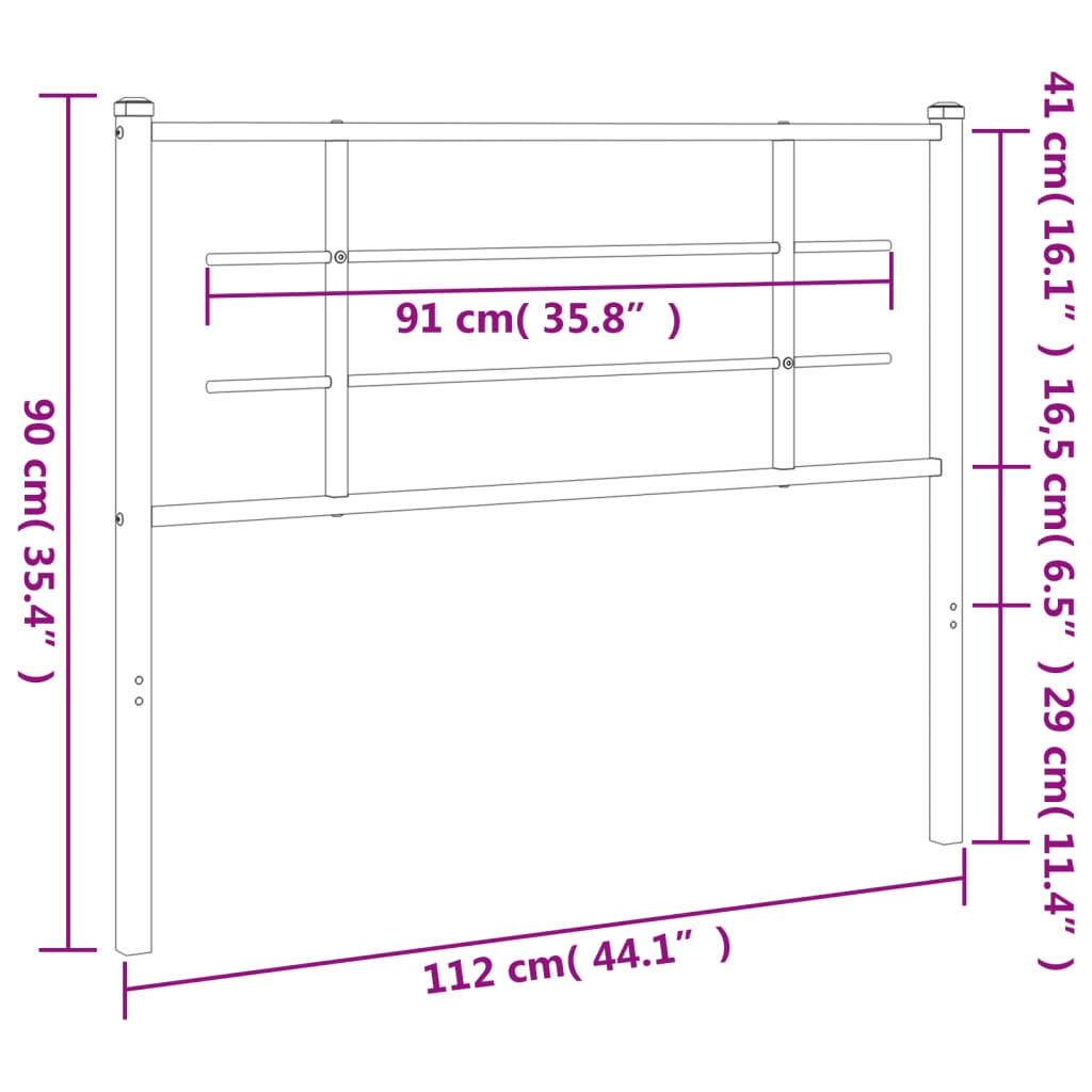 udskiftningsgavl 107 cm metal hvid