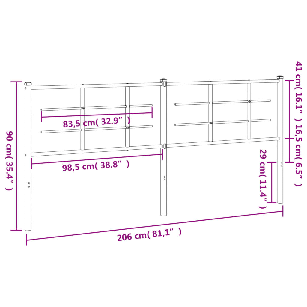 udskiftningsgavl 200 cm metal hvid