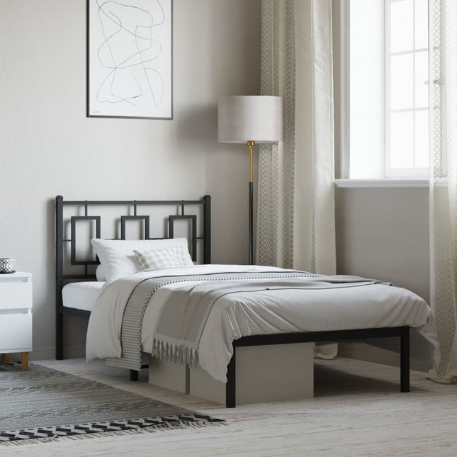 sengeramme med sengegavl 90x190 cm metal sort