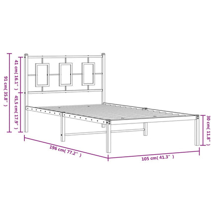 sengeramme med sengegavl 100x190 cm metal sort