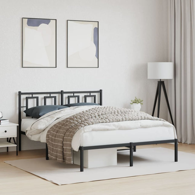 sengeramme med sengegavl 140x200 cm metal sort