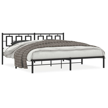 sengeramme med sengegavl 200x200 cm metal sort